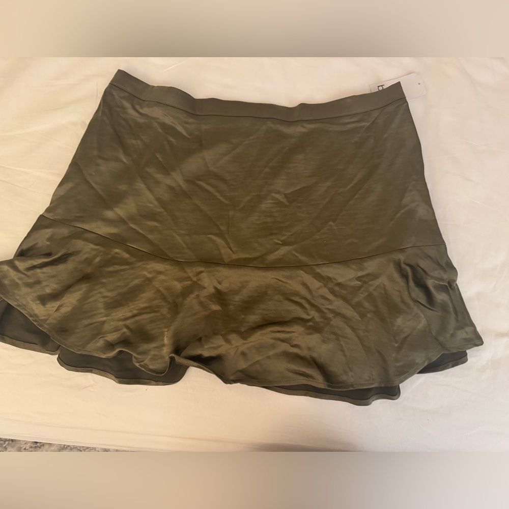 Bar III Olive Green Ruffled Skirt NWT